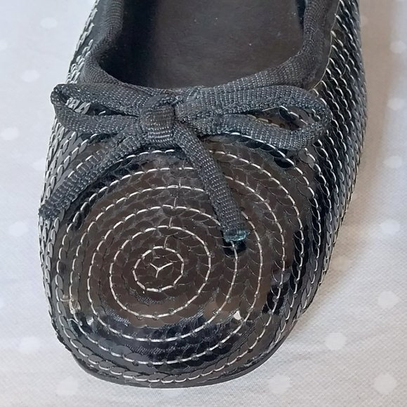 Steven by Steve Madden Black Sequin Ballet Flat with Bow Detail on Toe - Picture 6 of 10